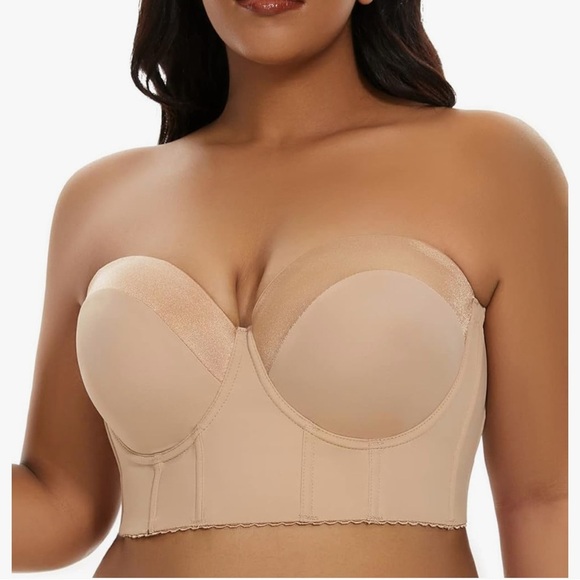 SEA BBOT Women Longline Strapless Bra Full Coverage Corset Bra Hide Back Fat 38C - Picture 1 of 9